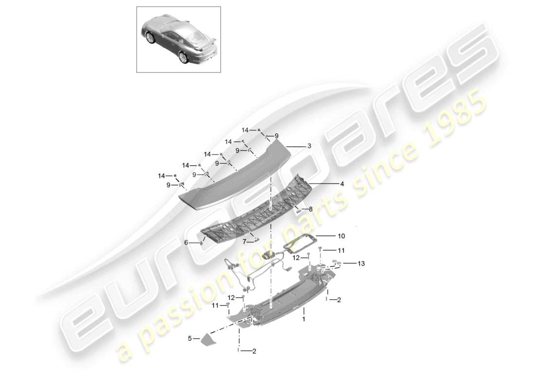 porsche 2021 (991-2 r/gt3/rs) heckspoiler teilediagramm