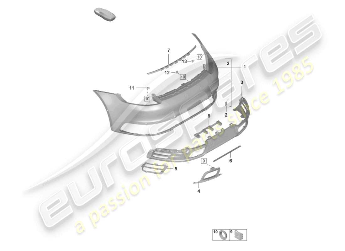porsche 2023 (992-1) stoßstange hinten sportauspuffanlage mit: zubehör teilediagramm