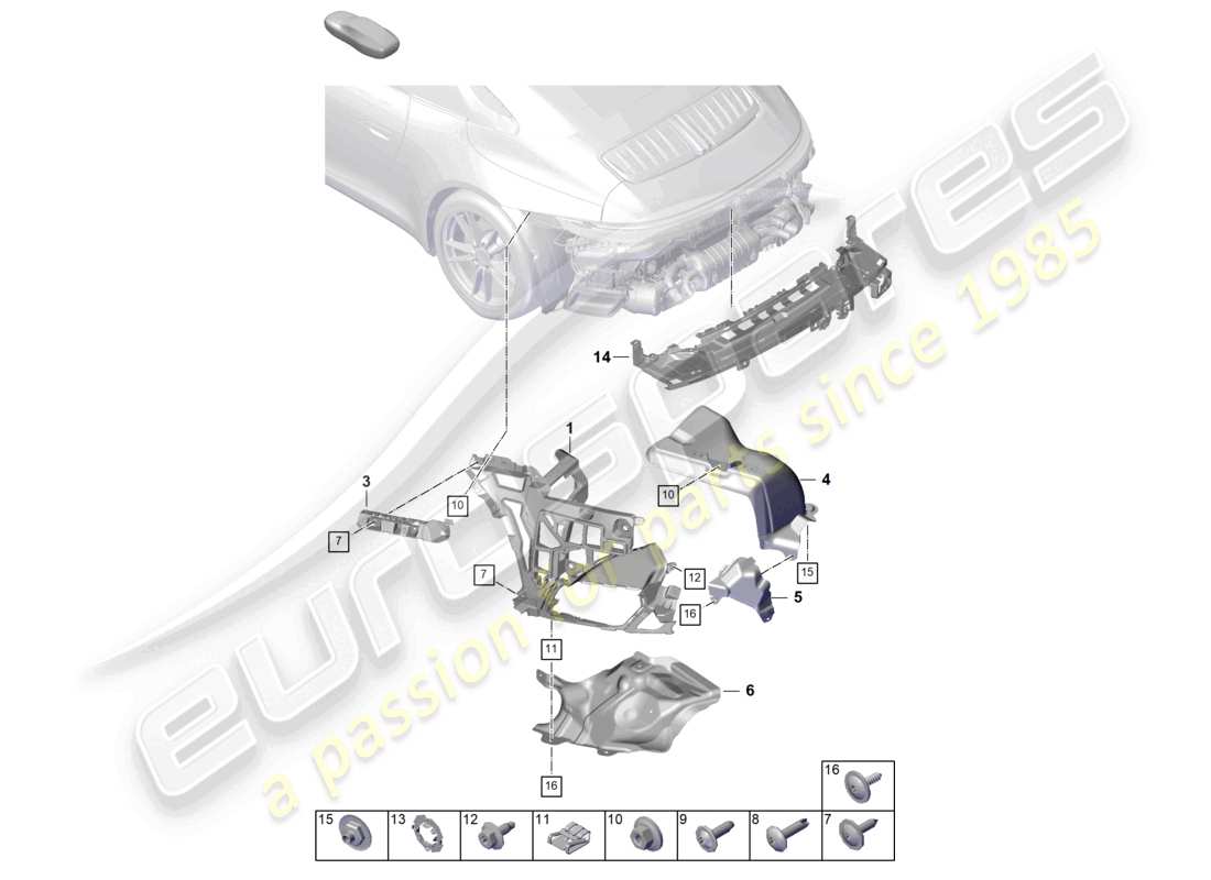 porsche 2024 (992-2) stoßfänger hinten befestigungsteile teilediagramm