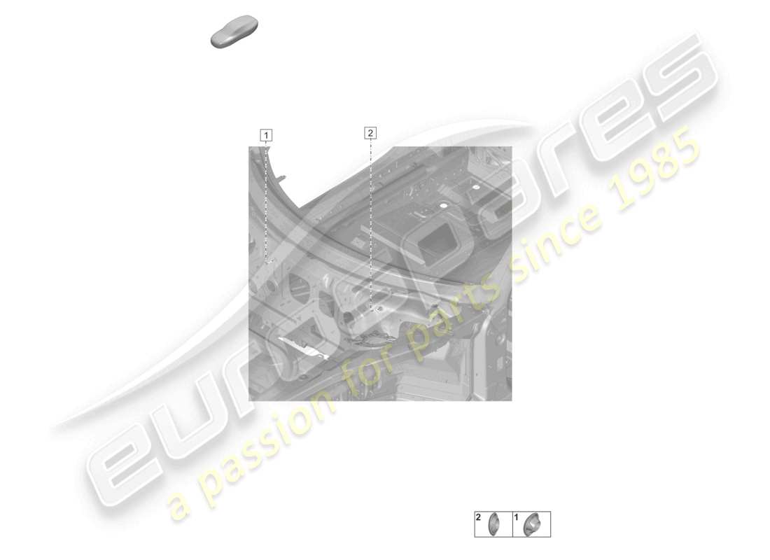 porsche 2021 (992-1 turbo / s) stopfen für karosseriefront karosserie brandschutzwand ersatzteilzeichnung