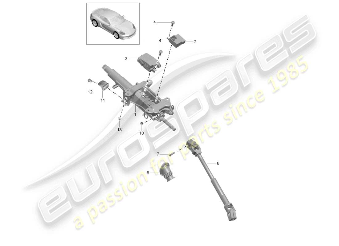 porsche 2021 (718 cayman) lenksäule zwischenlenkwelle teilediagramm
