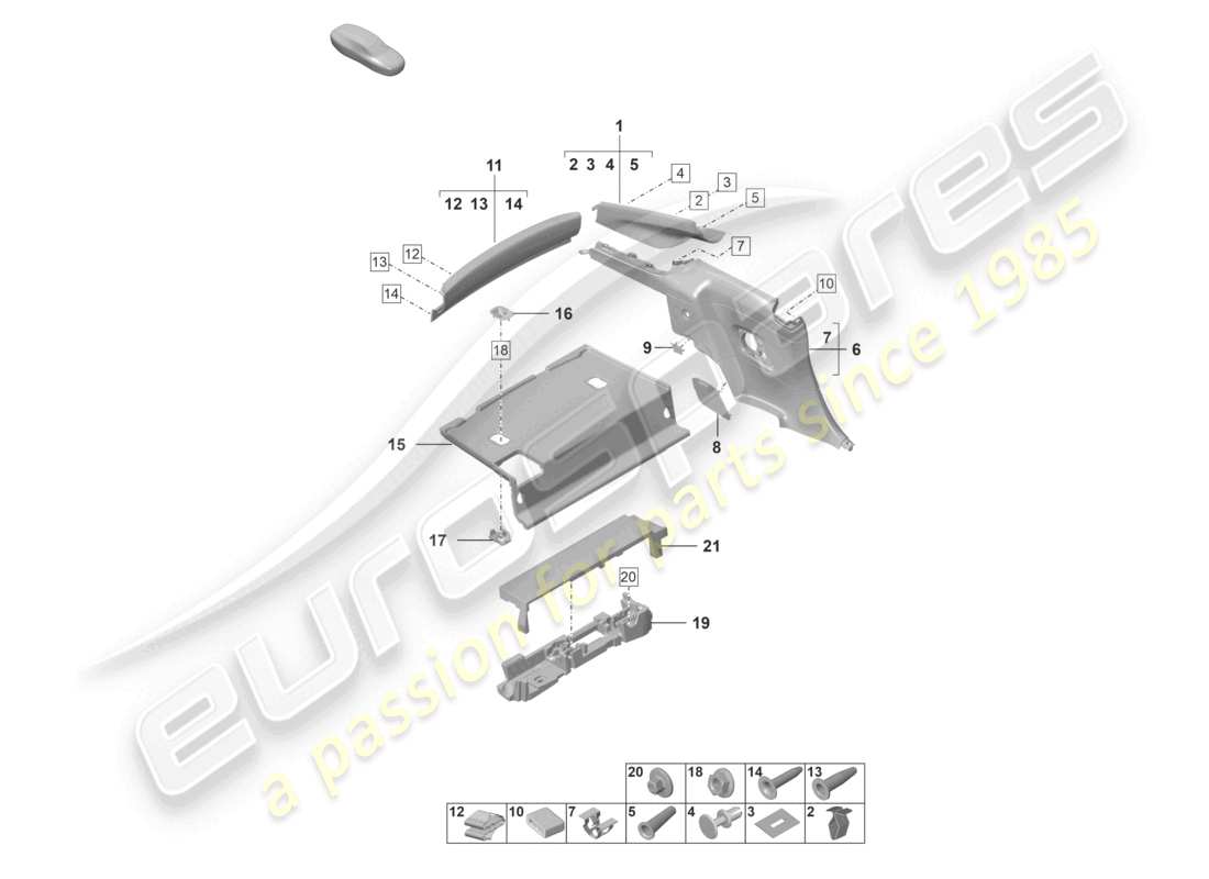 porsche 2024 (992-2 turbo / s) c-säulenverkleidung seitenverkleidung hinten coupé teilediagramm