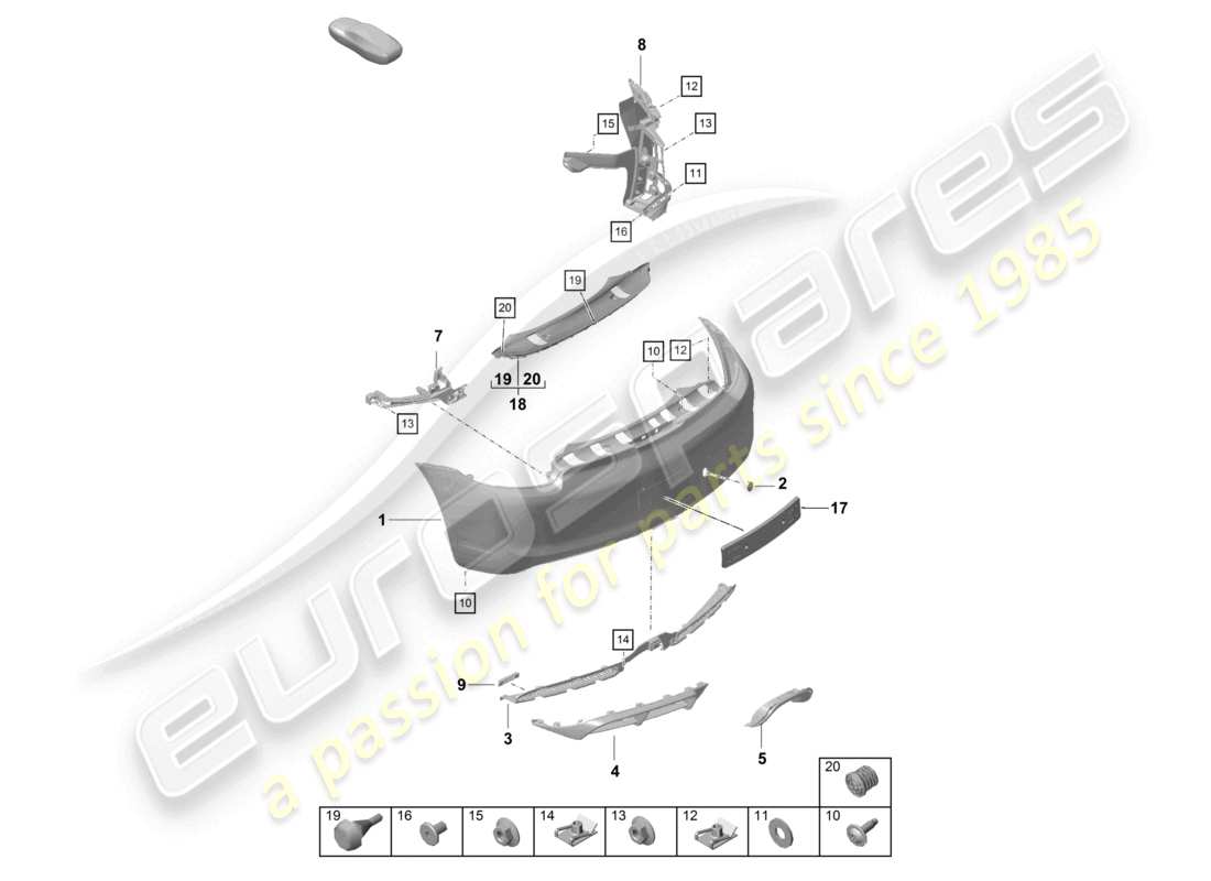 porsche 2021 (718 cayman gt4) stoßstange hinten, ersatzteildiagramm