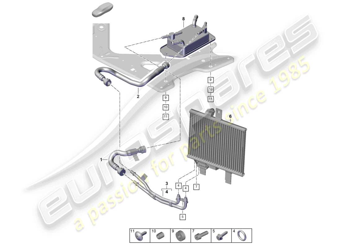porsche 2024 (panamera 976) kühlsystem für getriebeöl ersatzteildiagramm