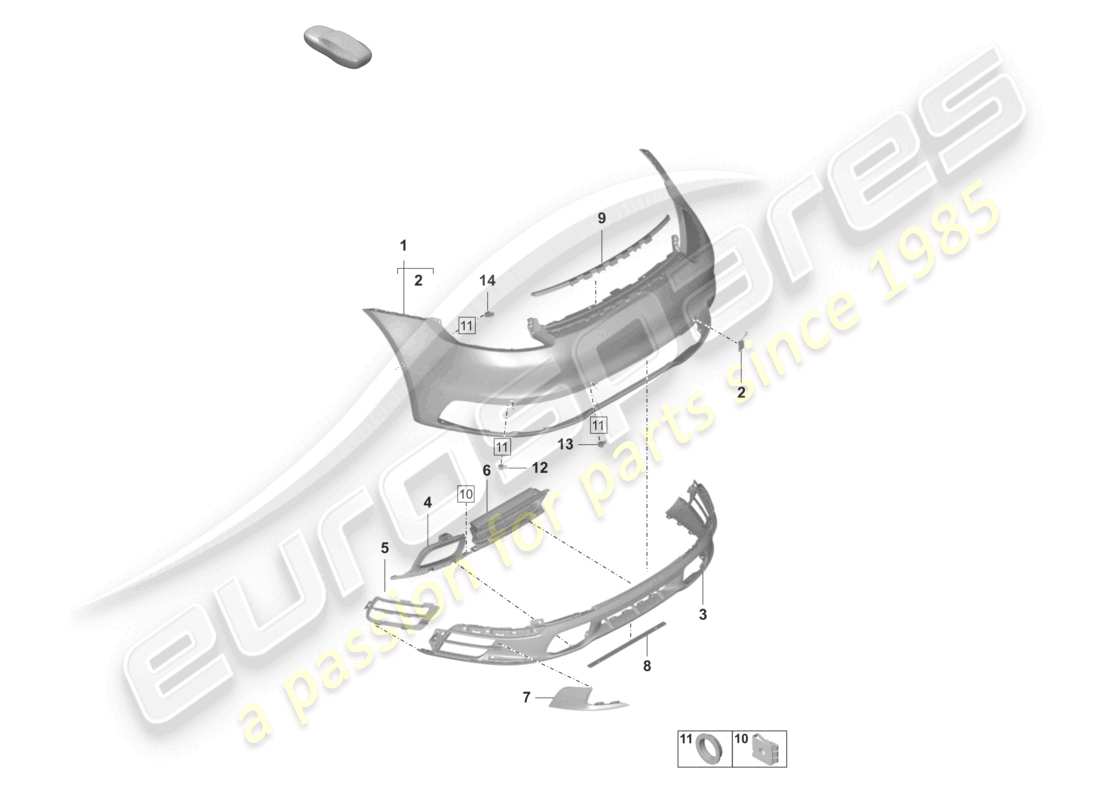 porsche 2023 (992-1) stoßfänger hinten sport design paket basis mit: zubehör teilediagramm