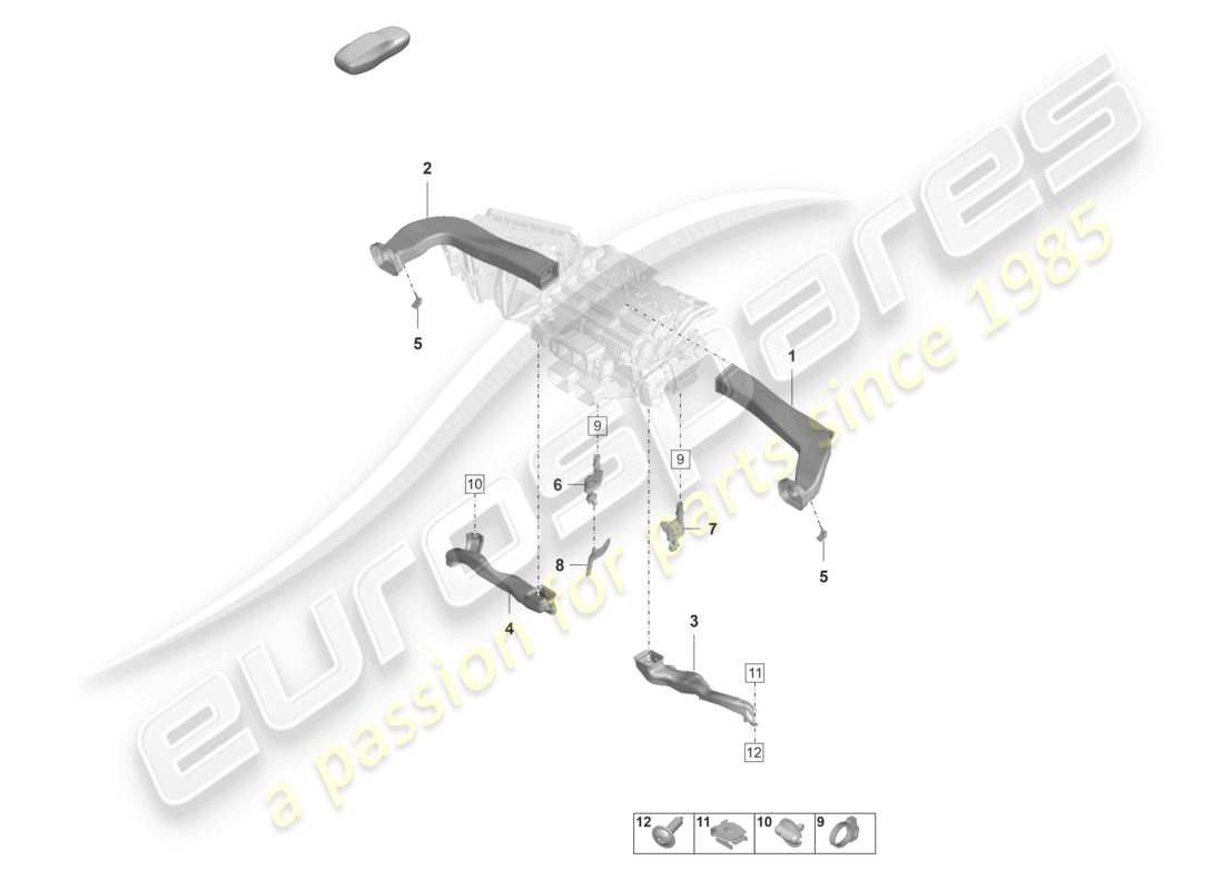 porsche 2024 (panamera 976) heizung, klimaanlage luftführung armaturenbrett teilediagramm