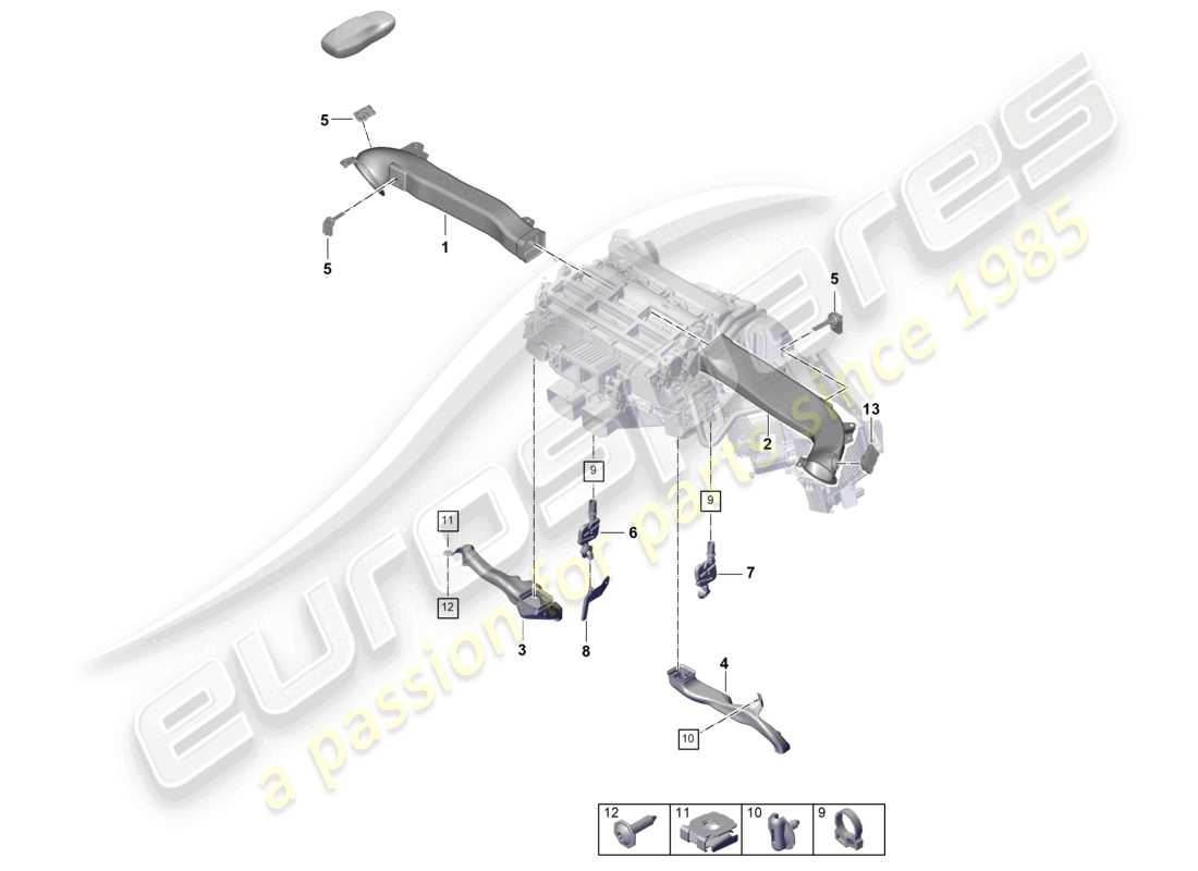 porsche 2024 (panamera 976) heizung, klimaanlage luftführung armaturenbrett teilediagramm
