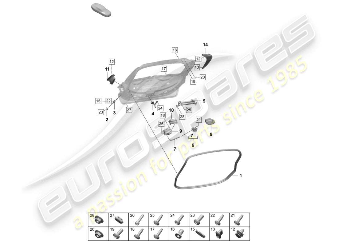 porsche 2026 (taycan 9j1-2) heckklappe cuv zubehör teilediagramm