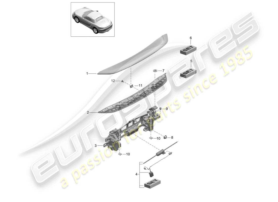 porsche 2024 (718 boxster) heckspoiler teilediagramm