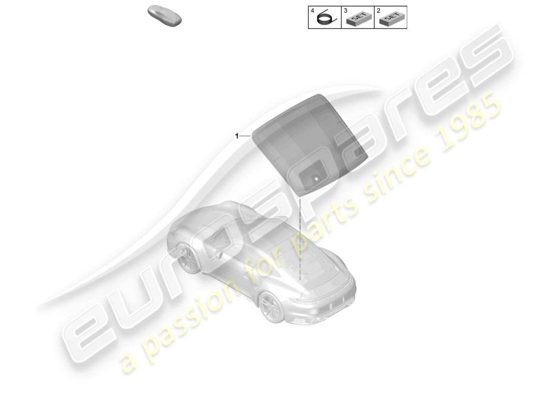 porsche 2020 (992-1 turbo / s) heckscheibe teilediagramm