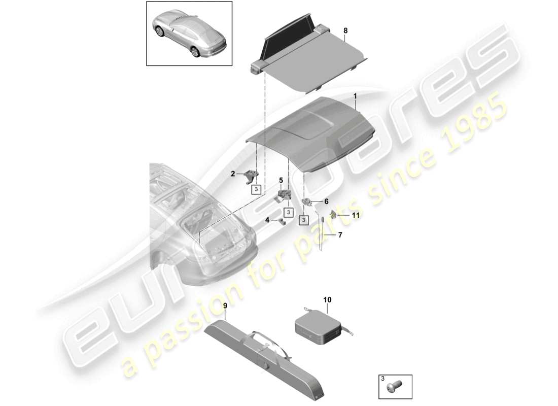 porsche 2021 (panamera 971-1) abdeckschale hutrollo teilediagramm