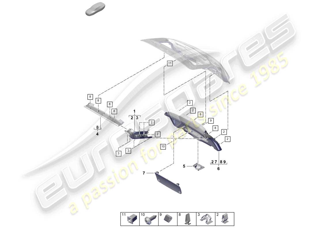 porsche 2025 (cayenne e3 pa) heckklappe verkleidung teilediagramm