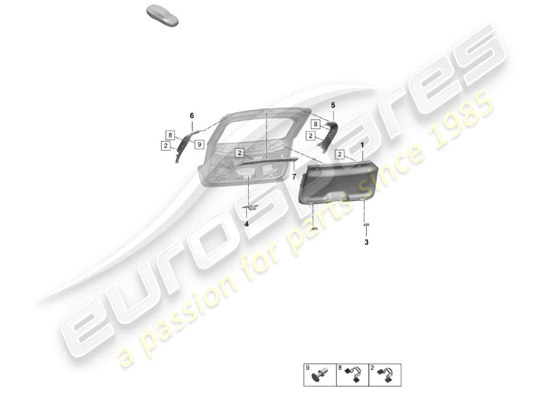 porsche 2025 (macan-e) heckklappenverkleidung hinten teilediagramm