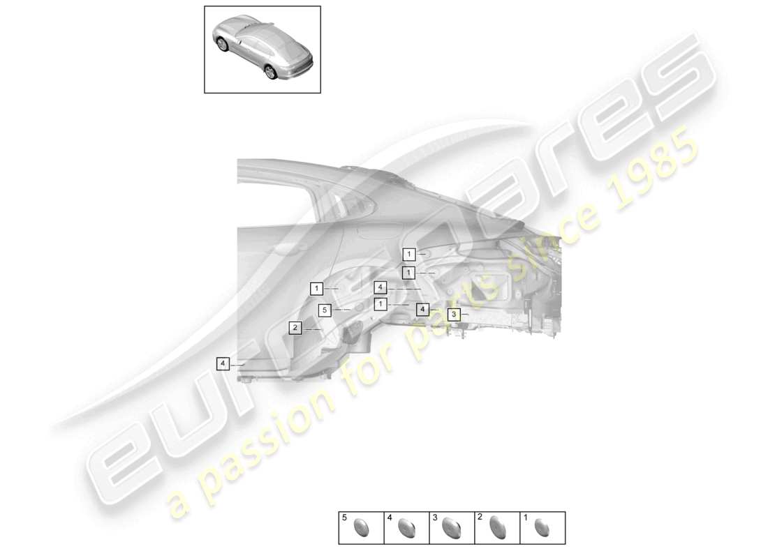 porsche 2021 (panamera 971-1) bungs vorderes ende teilediagramm