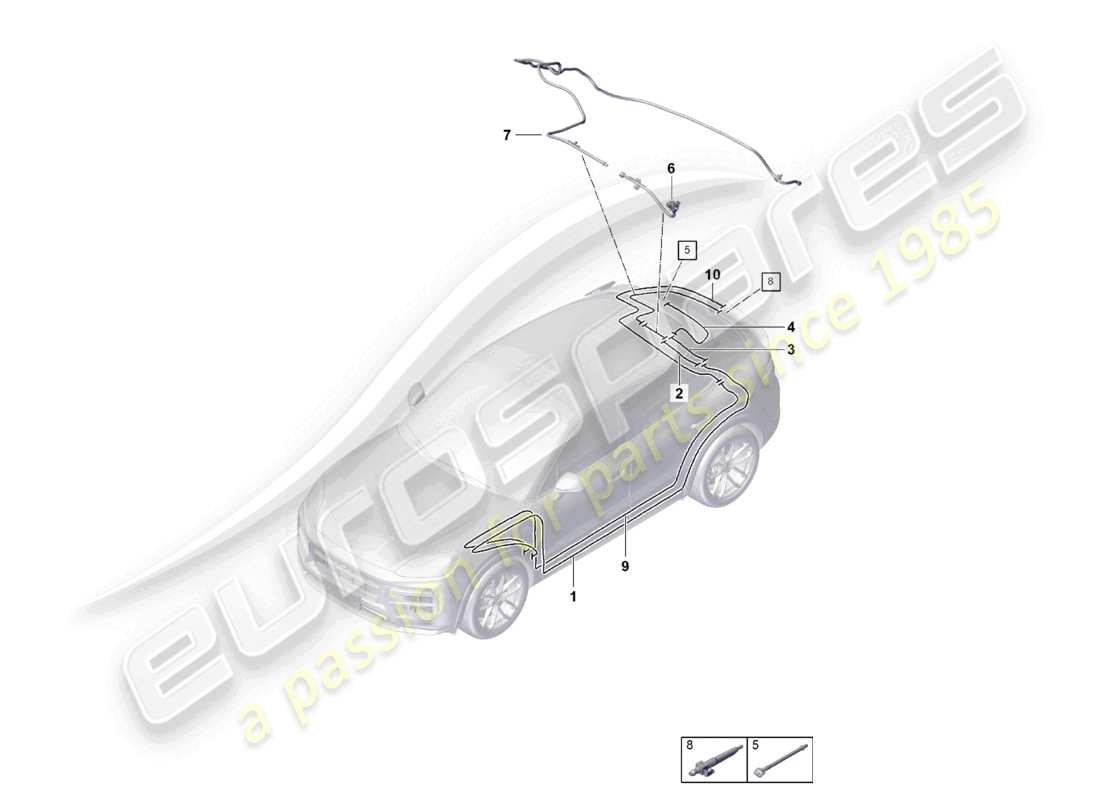 porsche 2025 (cayenne e3 pa) schlauch hinten heckscheibenwischer rückfahrkamera teilediagramm