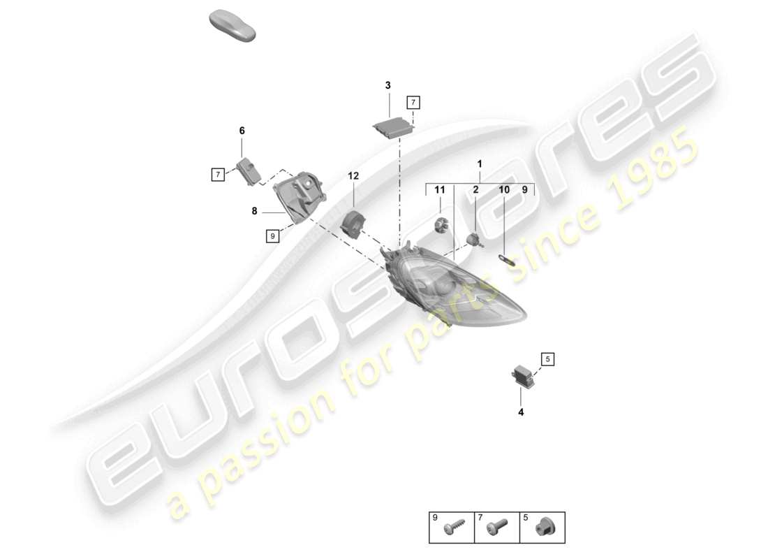 porsche 2021 (718 cayman gt4) scheinwerfer ersatzteildiagramm