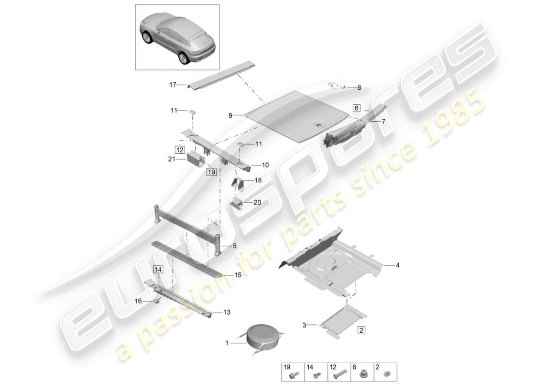 porsche 2021 (macan) verkleidung für kofferraum zubehör kofferraumsystem teilediagramm