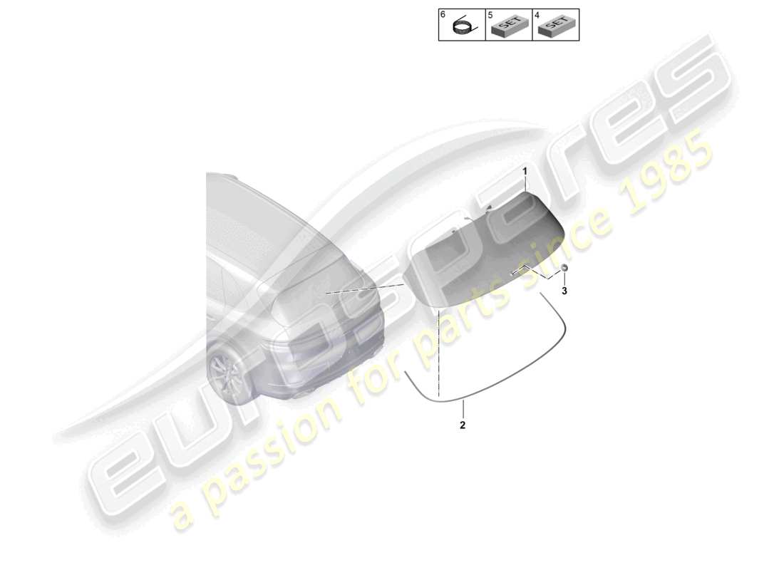 porsche 2025 (cayenne e3 pa) heckscheibe teilediagramm
