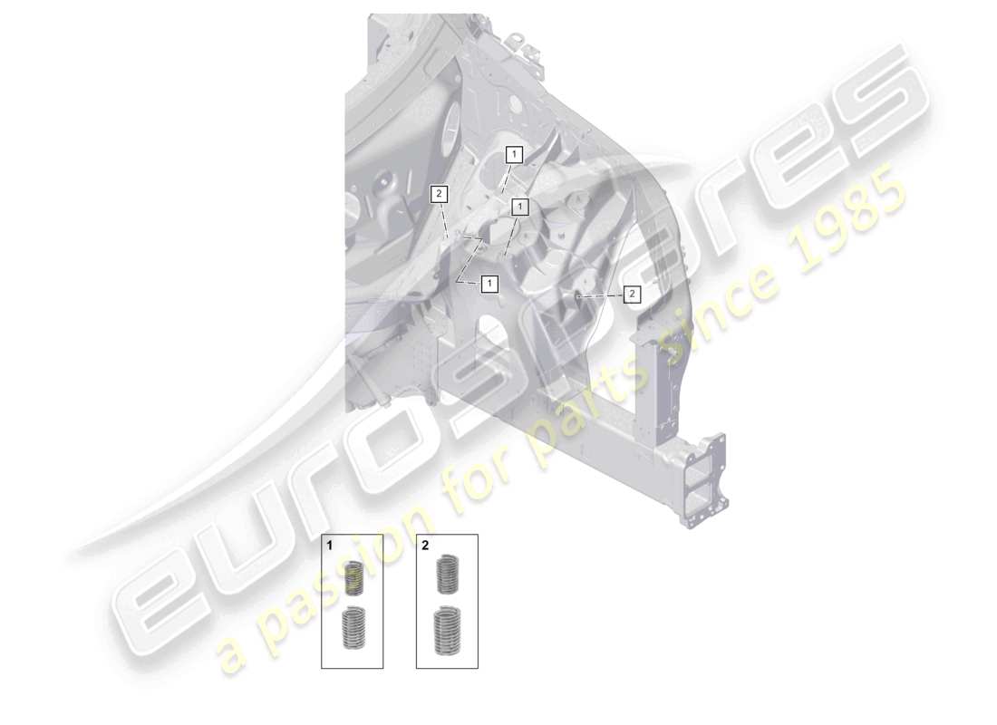 porsche 2025 (cayenne e3 pa) gewindereparatursatz federbeinbefestigung vorne teilediagramm