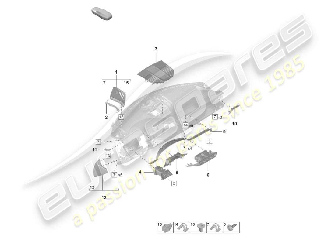 porsche 2026 (992-2 gt3/rs/st) zubehör instrumententafelverkleidung teilediagramm