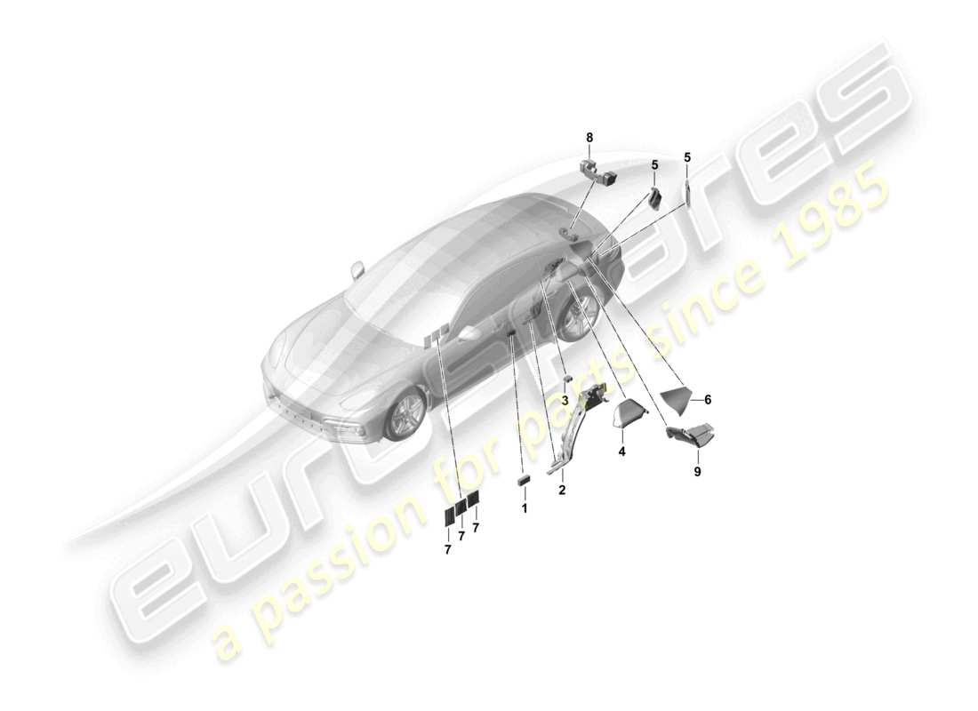 porsche 2021 (panamera 971-1) schalldämpfer seitenverkleidung für den kofferraum teilediagramm