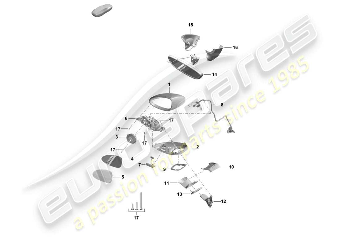 porsche 2021 (718 cayman gt4) außenspiegel innenspiegel teilediagramm