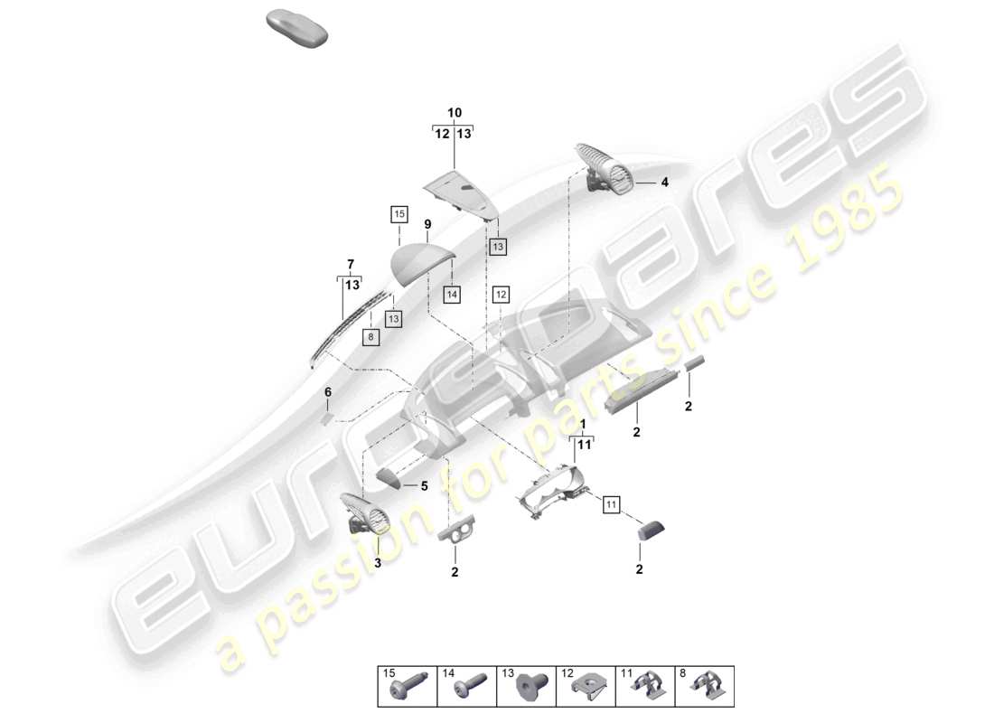 porsche 2021 (718 cayman gt4) zubehör instrumententafelverkleidung oberteil teilebild