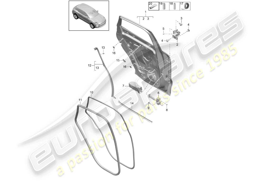 porsche 2021 (macan) türschale hinten zubehör teilediagramm