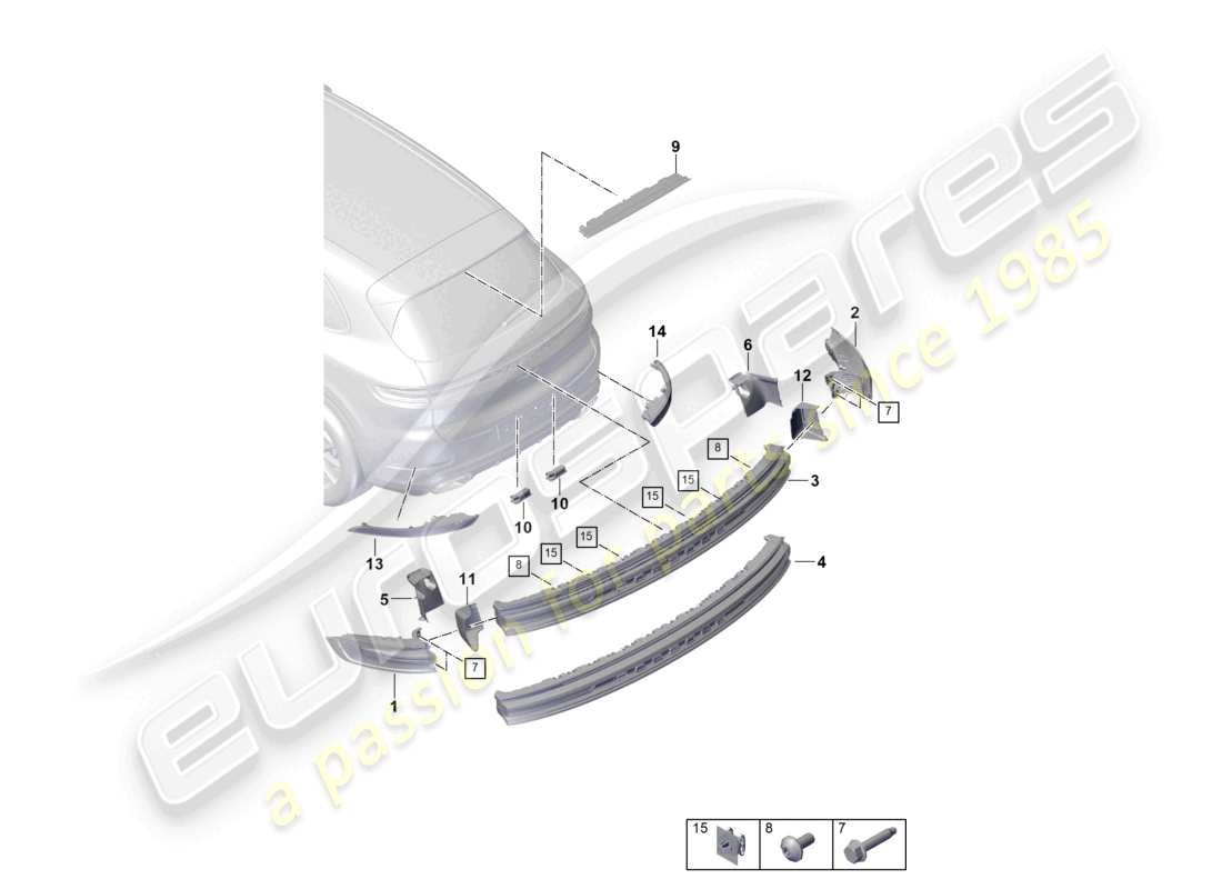 porsche 2025 (cayenne e3 pa) rücklicht zusätzliches bremslicht kennzeichenlicht teilediagramm