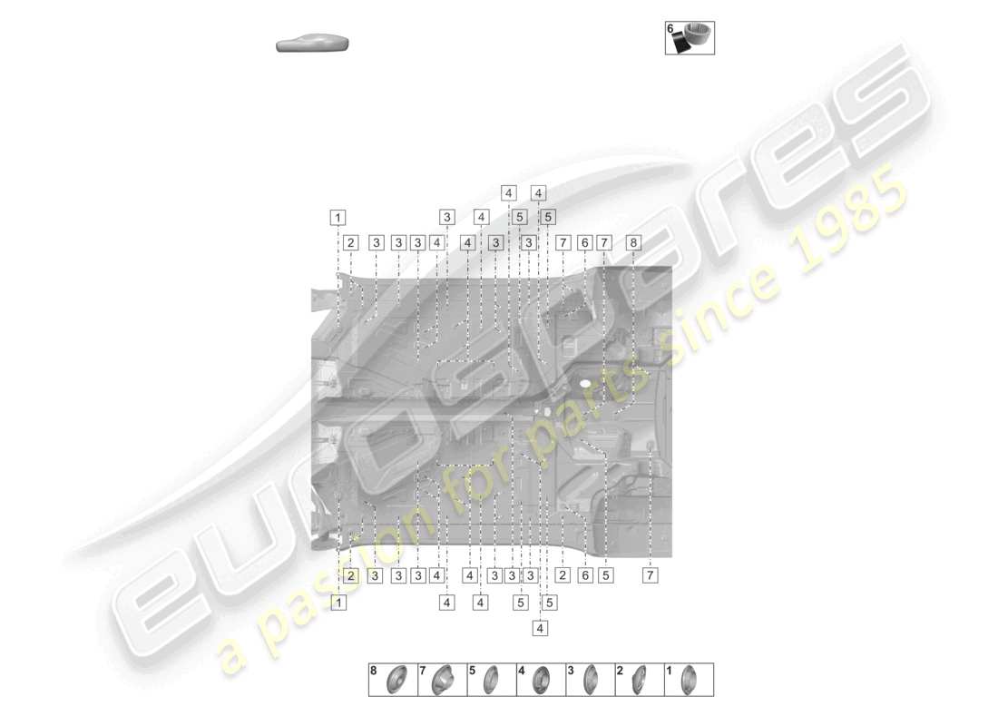 porsche 2022 (992-1 turbo / s) stopfen für karosserie unten außen karosserie unterboden teilediagramm