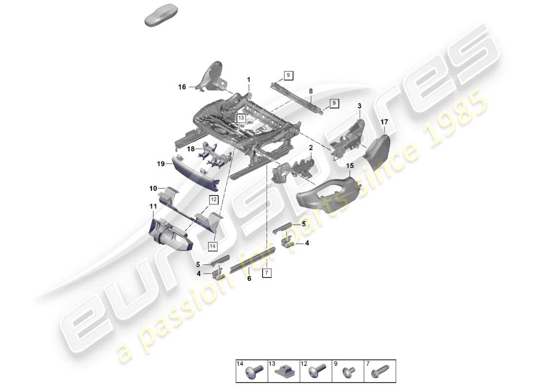 porsche 2025 (cayenne e3 pa) sitzrahmen sportsitz teilediagramm