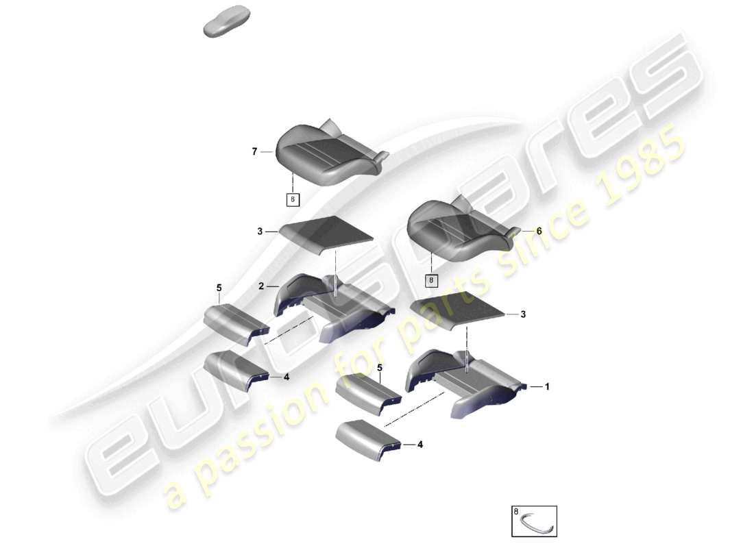 porsche 2025 (cayenne e3 pa) schaumstoffteil sitzpolster komfortsitz teilediagramm