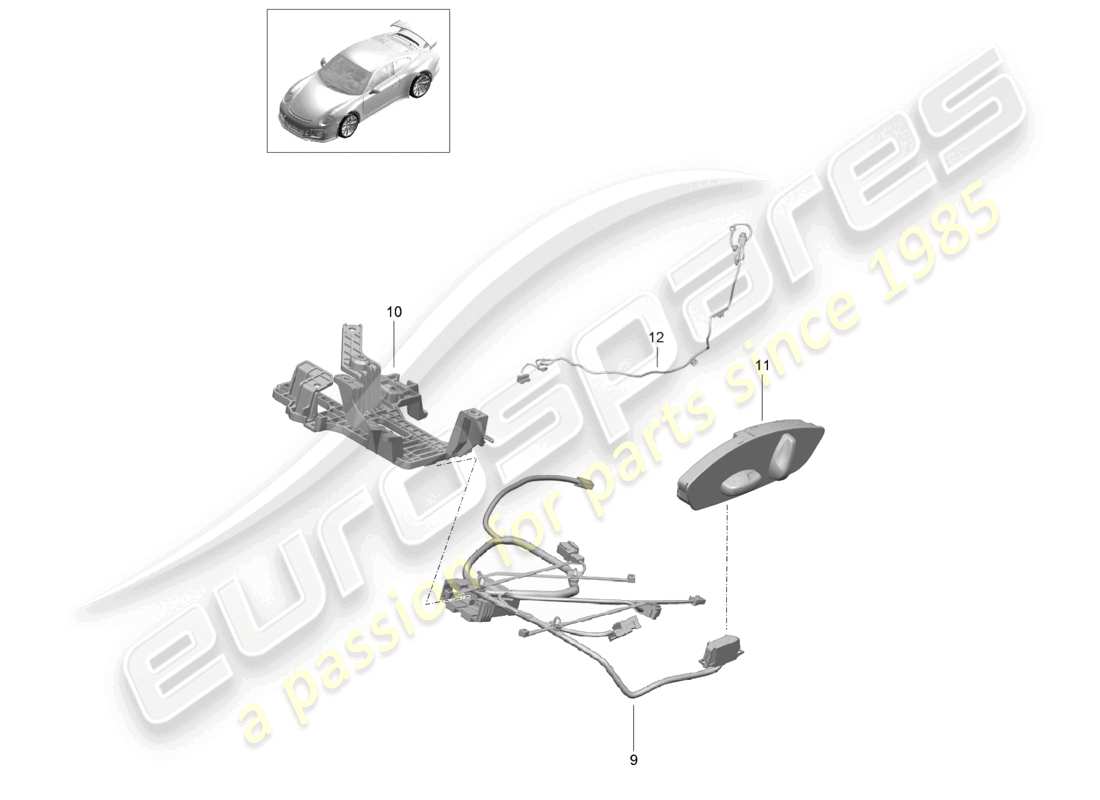 porsche 2021 (991-2 r/gt3/rs) kabelbäume schalter steuergeräte elektromotor sportsitz plus teilediagramm