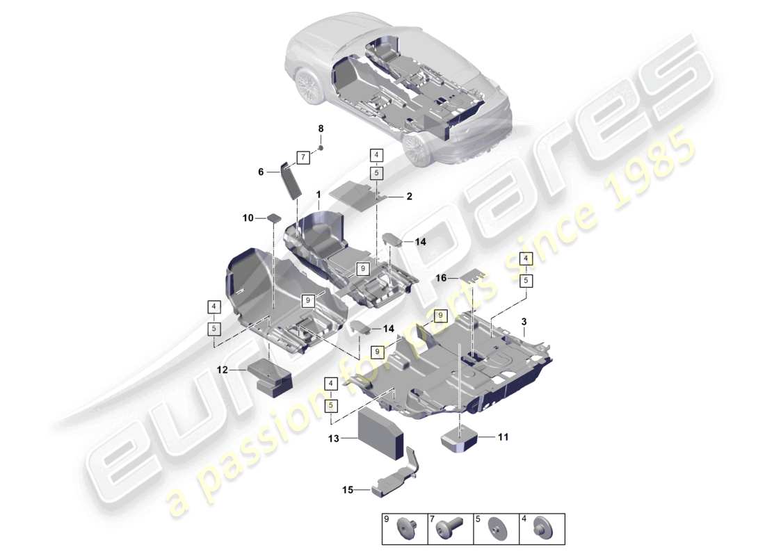 porsche 2025 (cayenne e3 pa) bodenbelag hinten teilediagramm