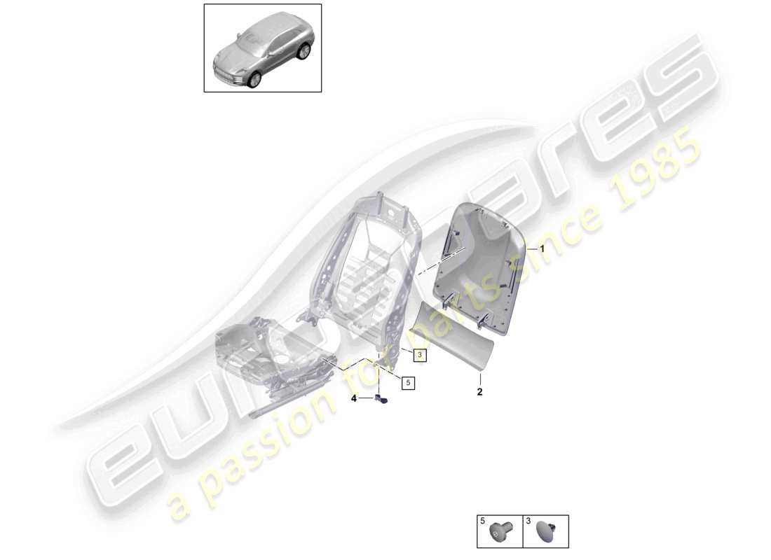 porsche 2021 (macan) rückenlehnenschale sonstiges standardsitz komfortsitz sportsitz teilediagramm