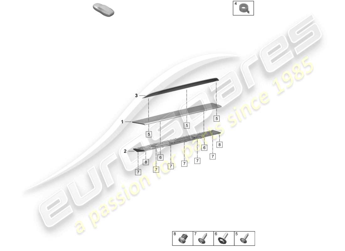 porsche 2026 (taycan 9j1-2) heckspoiler teilediagramm