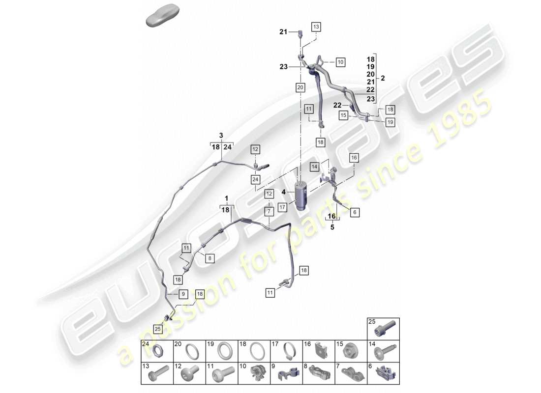 porsche 2020 (992-1 turbo / s) klimaanlage rhd kältemittelleitung (expansionsventil > trockner) teilediagramm
