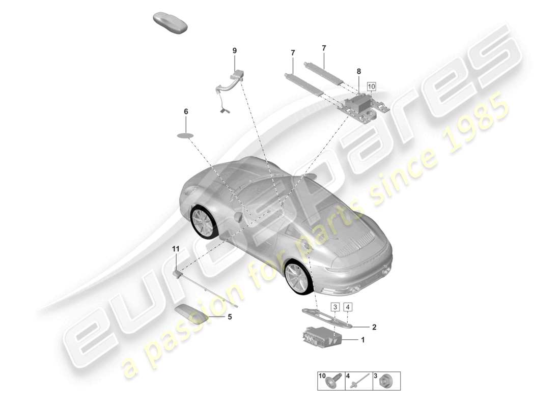 porsche 2023 (992-1) einzelteile vts fahrzeugortung fahrerkarte teilediagramm