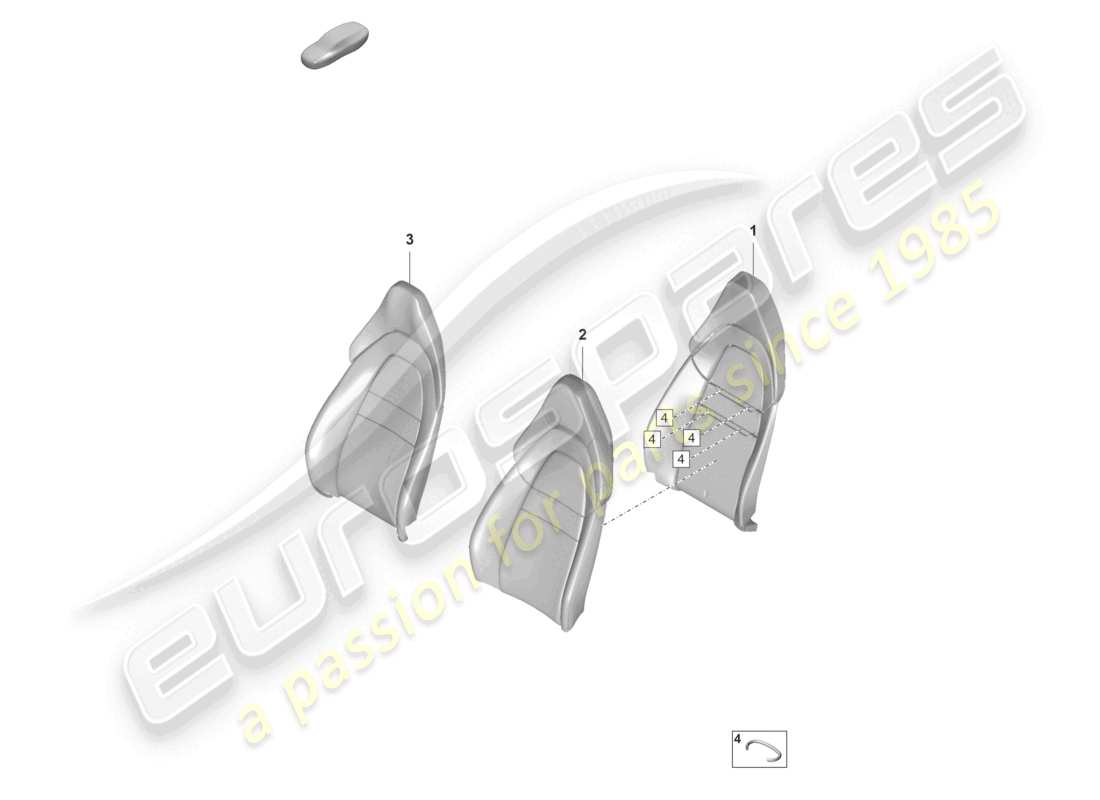 porsche 2023 (panamera 971-2) schaumstoffteil für lehnenseitenstütze rückenlehnenbezug standardsitz teilediagramm