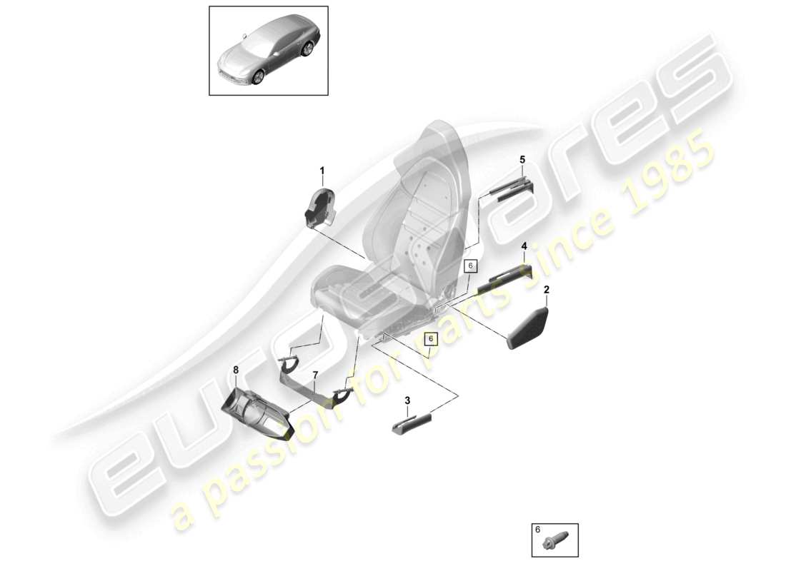 porsche 2021 (panamera 971-1) sitz vorne (komplett) nicht mehr lieferbar sportsitz ersatzteilzeichnung