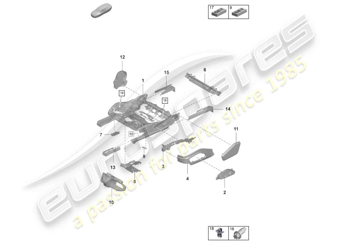 porsche 2023 (panamera 971-2) sitzrahmen komfortsitz sportsitz teilediagramm