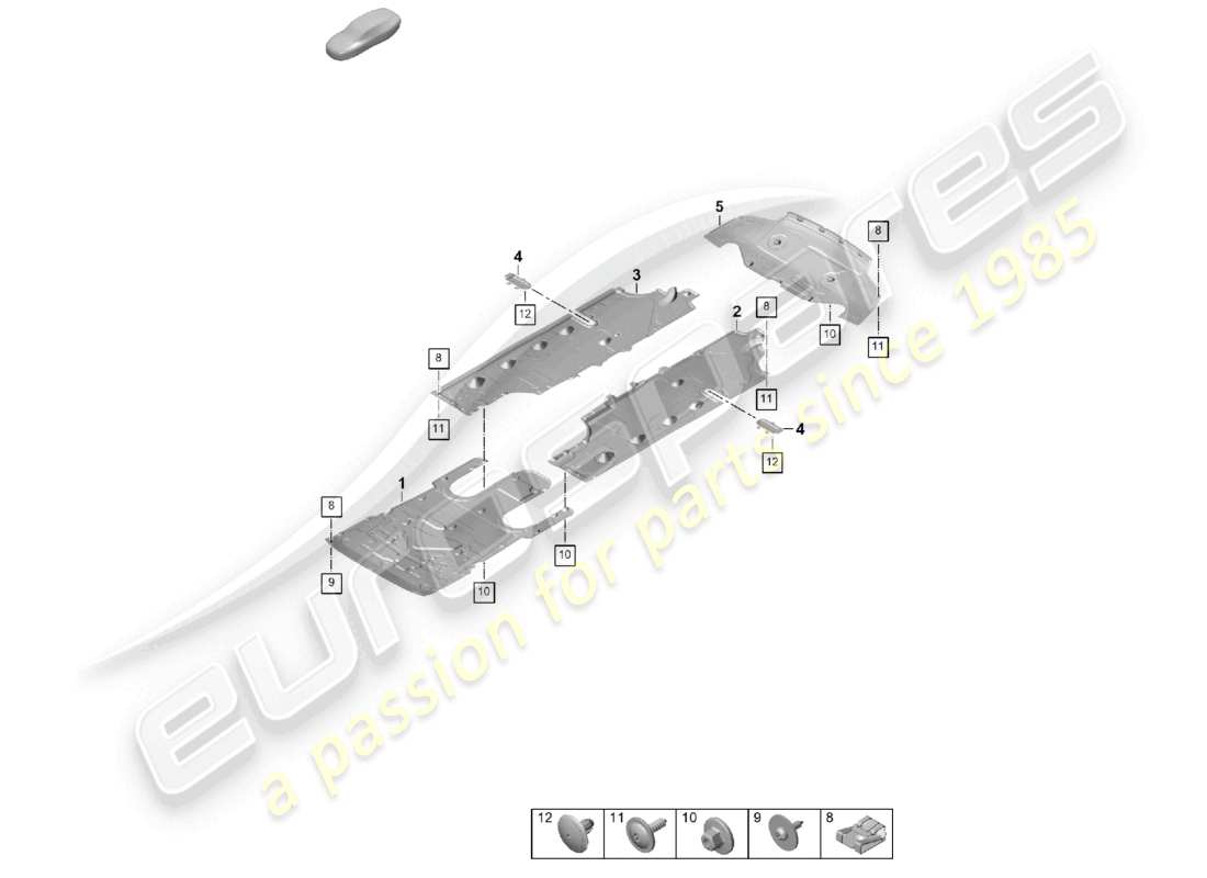 porsche 2026 (panamera 976) unterbodenverkleidung teilediagramm