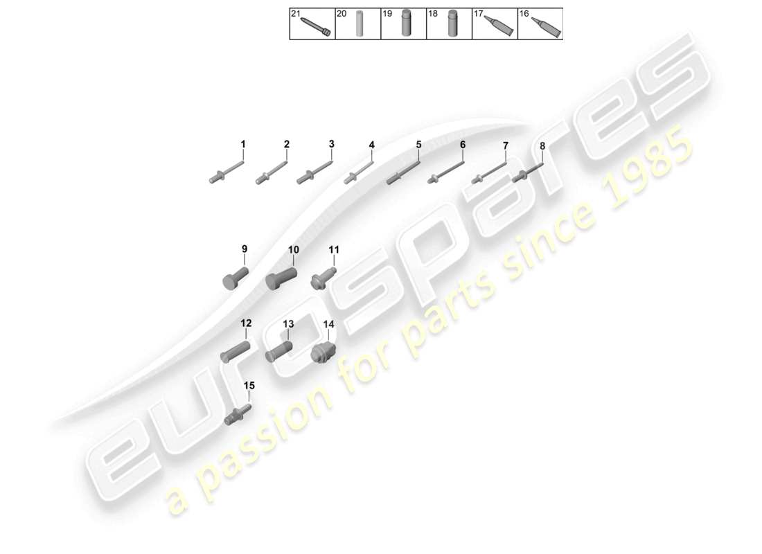 porsche 2020 (992-1 turbo / s) befestigungselemente karosserieteildiagramm