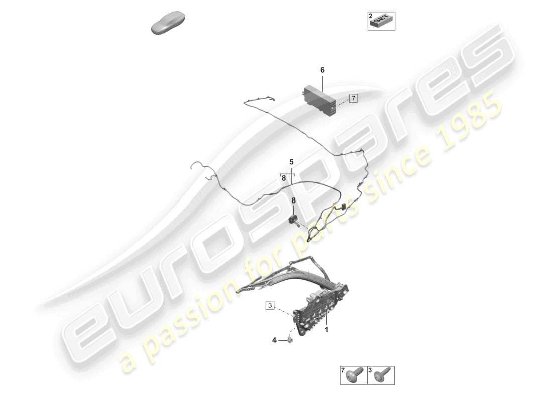 porsche 2024 (992-2) obere rahmenseite einzelteile und elektrische teile teilediagramm