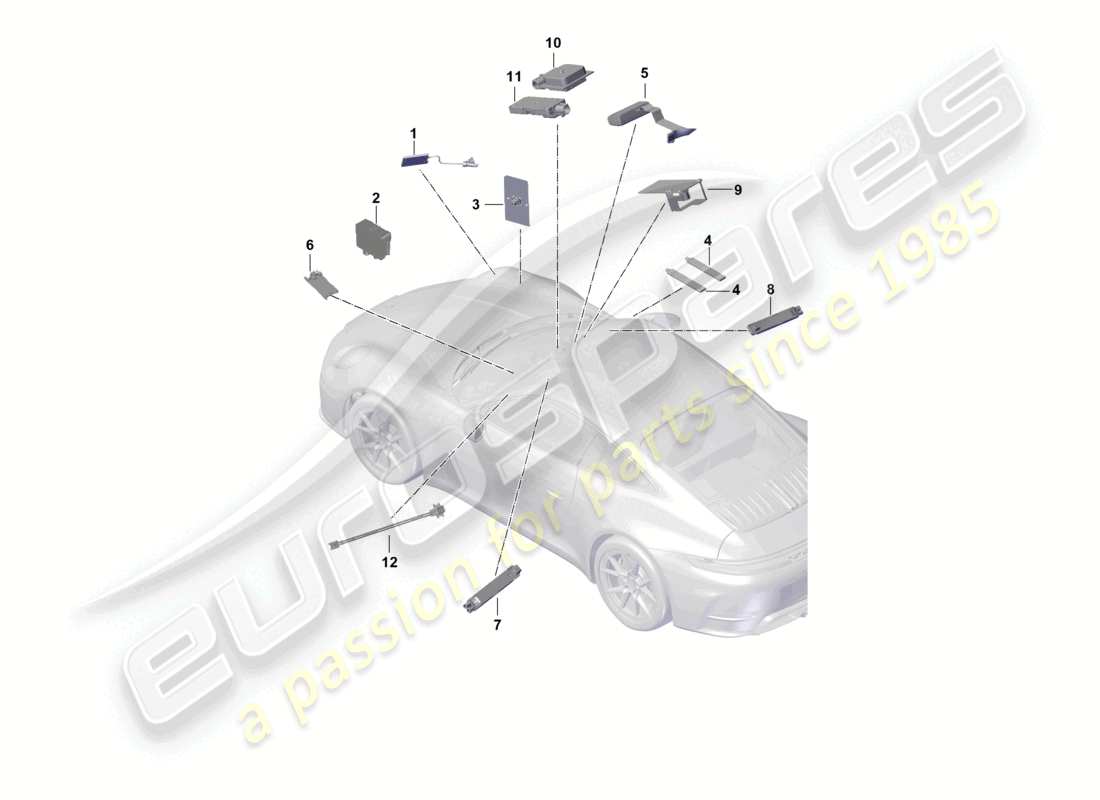 porsche 2024 (992-2) antenne vorne teilediagramm