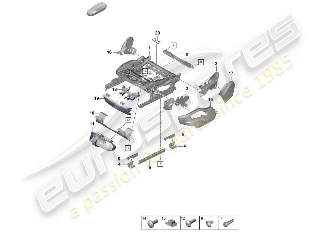 porsche 2025 (cayenne e3 pa) sitzrahmen standardsitz teilediagramm