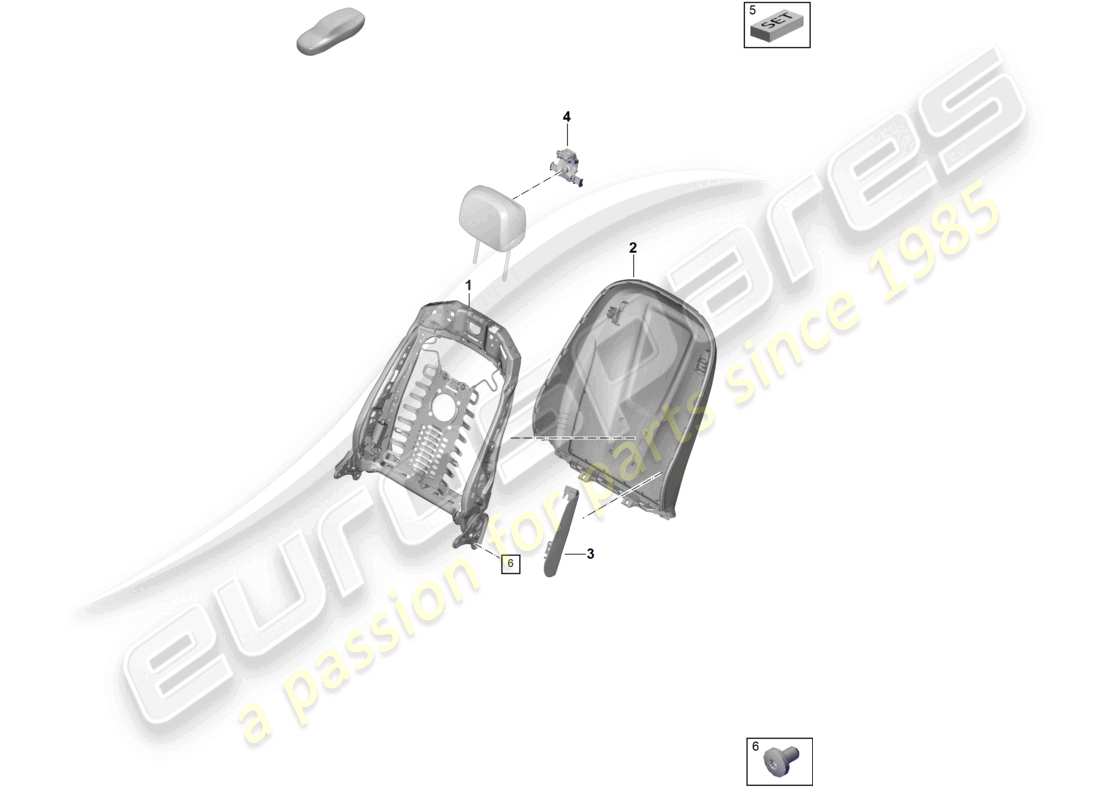 porsche 2025 (cayenne e3 pa) rückenlehnenrahmen rückenlehnenbezug standardsitz komfortsitz teilediagramm