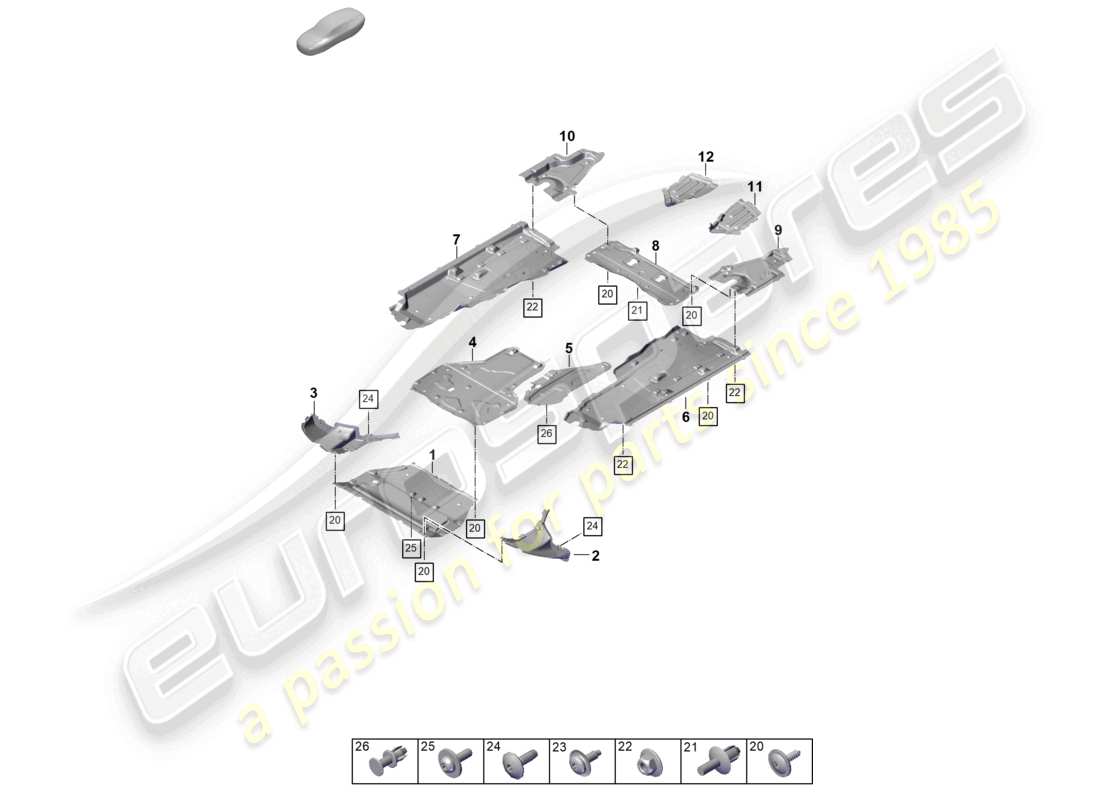 porsche 2025 (cayenne e3 pa) trim basic unterbodenzubehör teilediagramm