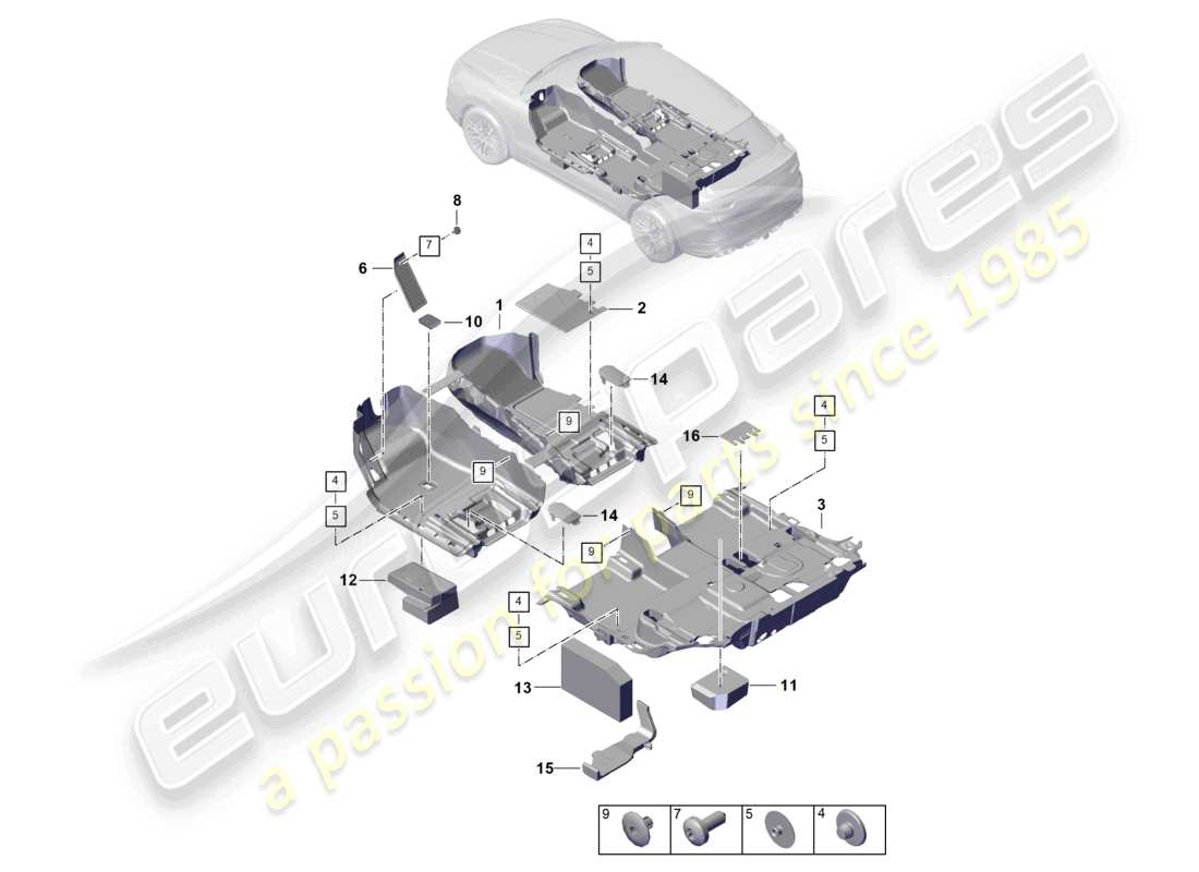 porsche 2025 (cayenne e3 pa) bodenbelag hinten teilediagramm