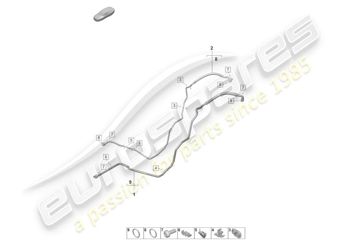 porsche 2021 (992-1 gt3/rs/st) klimaanlage hinten kältemittelleitung teil diagramm